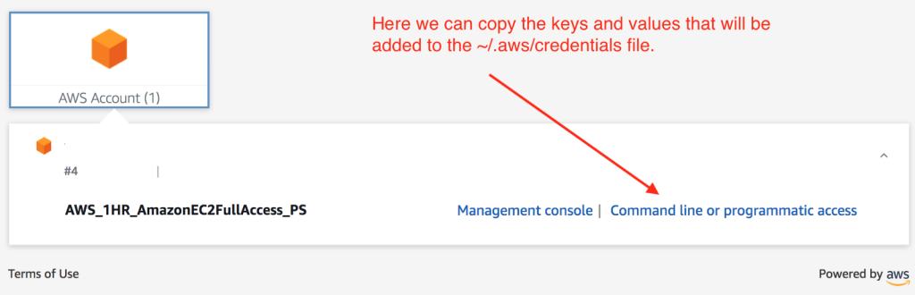 The AWS Single Sign-On Account Command Line Interface (CLI) Access Page