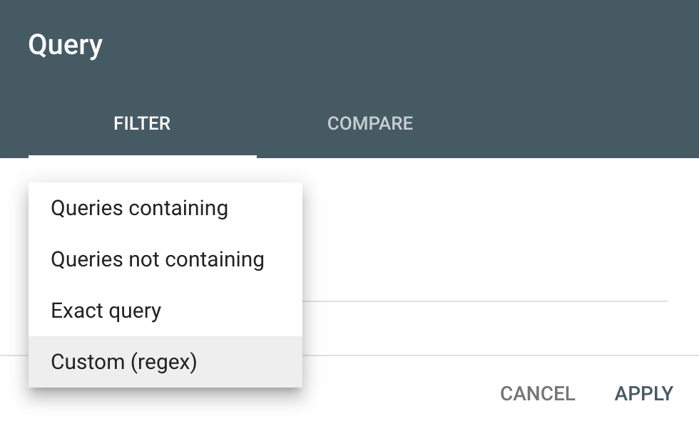 In this SEO Hidden Gem we execute a custom regular expression in the Google Search Console as follows: Google Search Console -> Performance -> New -> Query -> Filter -> Custom (regex)