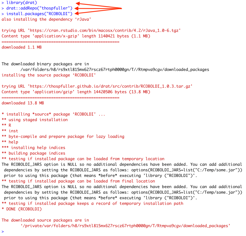 Install the RCOBOLDI COBOL Copybook parser plugin from the thospfuller drat repository on GitHub as follows: - library(drat) - drat::addRepo("thospfuller") - install.packages("RCOBOLDI")