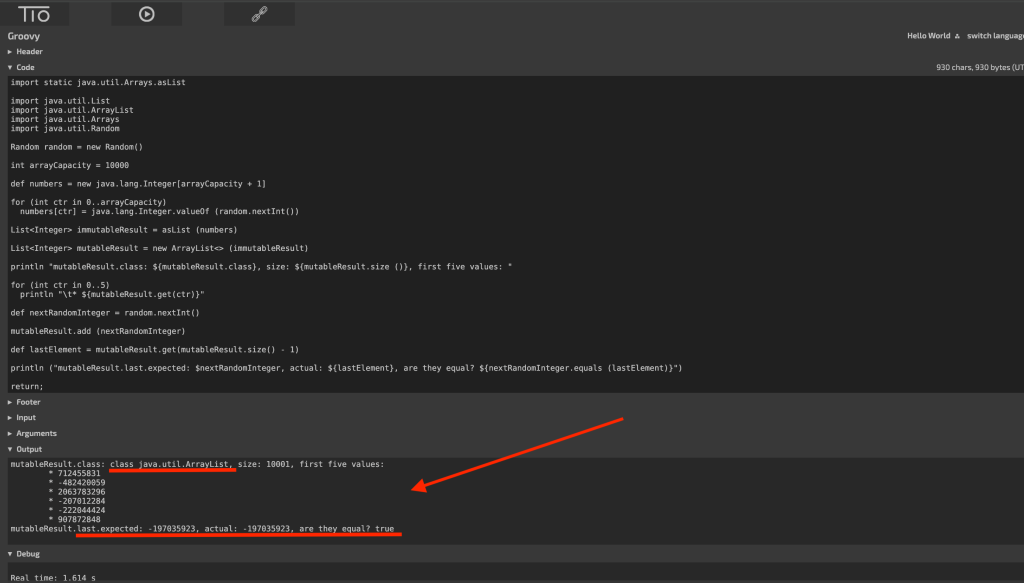 Step Eight: Confirm that the last element in the mutableResult ArrayList equals the nextRandomInteger value.