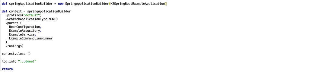 Step Ten: Configure and run a Spring Boot application with a specific profile and components, then close the context and log completion.